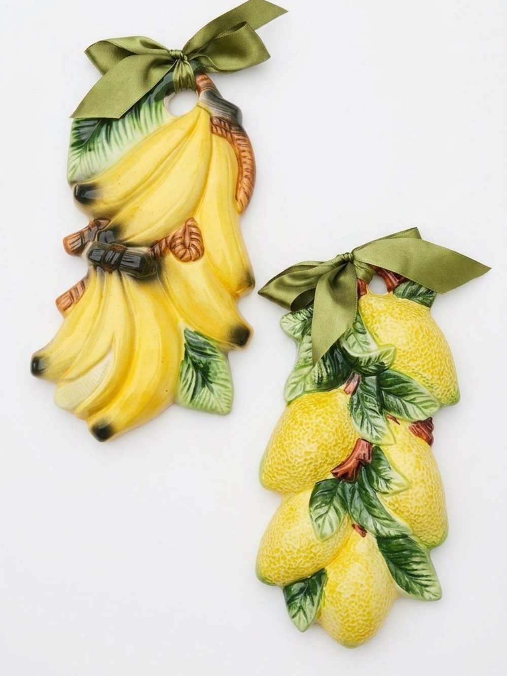Vintage Ceramic Fruit Wall Plaques Majolica Style Wall Art for Galleries